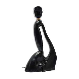 Anthropomorphic sculptural lamp base in black ceramic, Gil Agnoloni, I