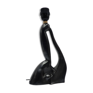 Anthropomorphic sculptural lamp base in black ceramic, Gil Agnoloni, I