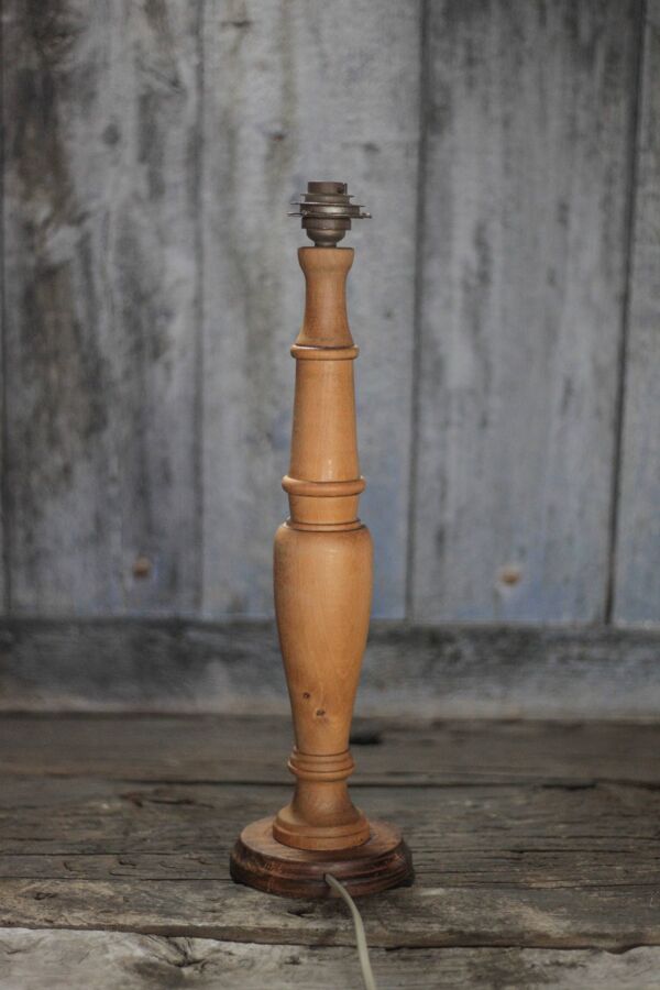 Grande lampe bois, pied de lampe bois vintage, lampe à poser, lampe de salo
