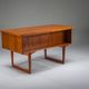 Mid-century Danish freestanding teak desk with raised lip edge, 1960s