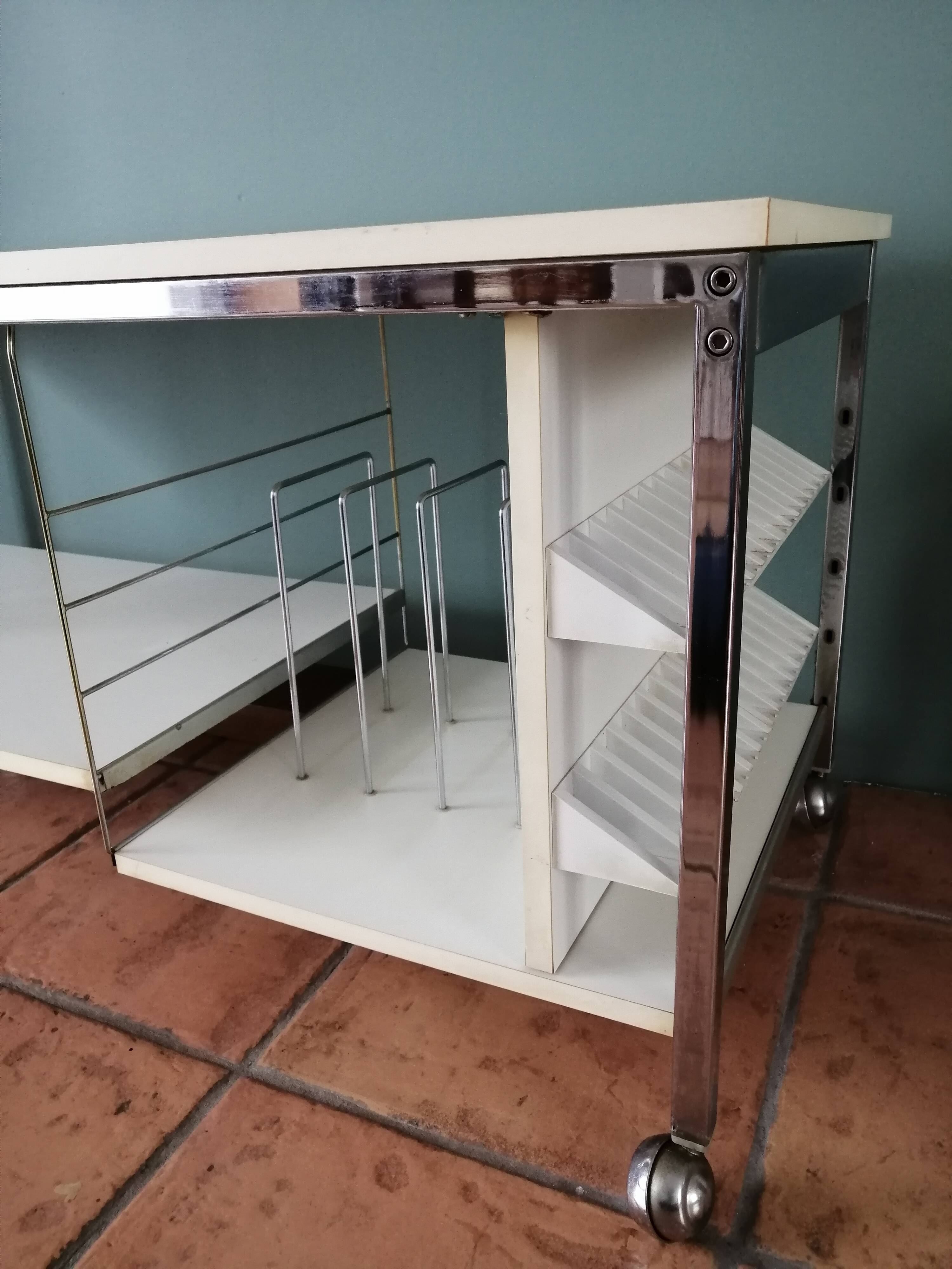 Table porte vinyles et cassettes années 60/70