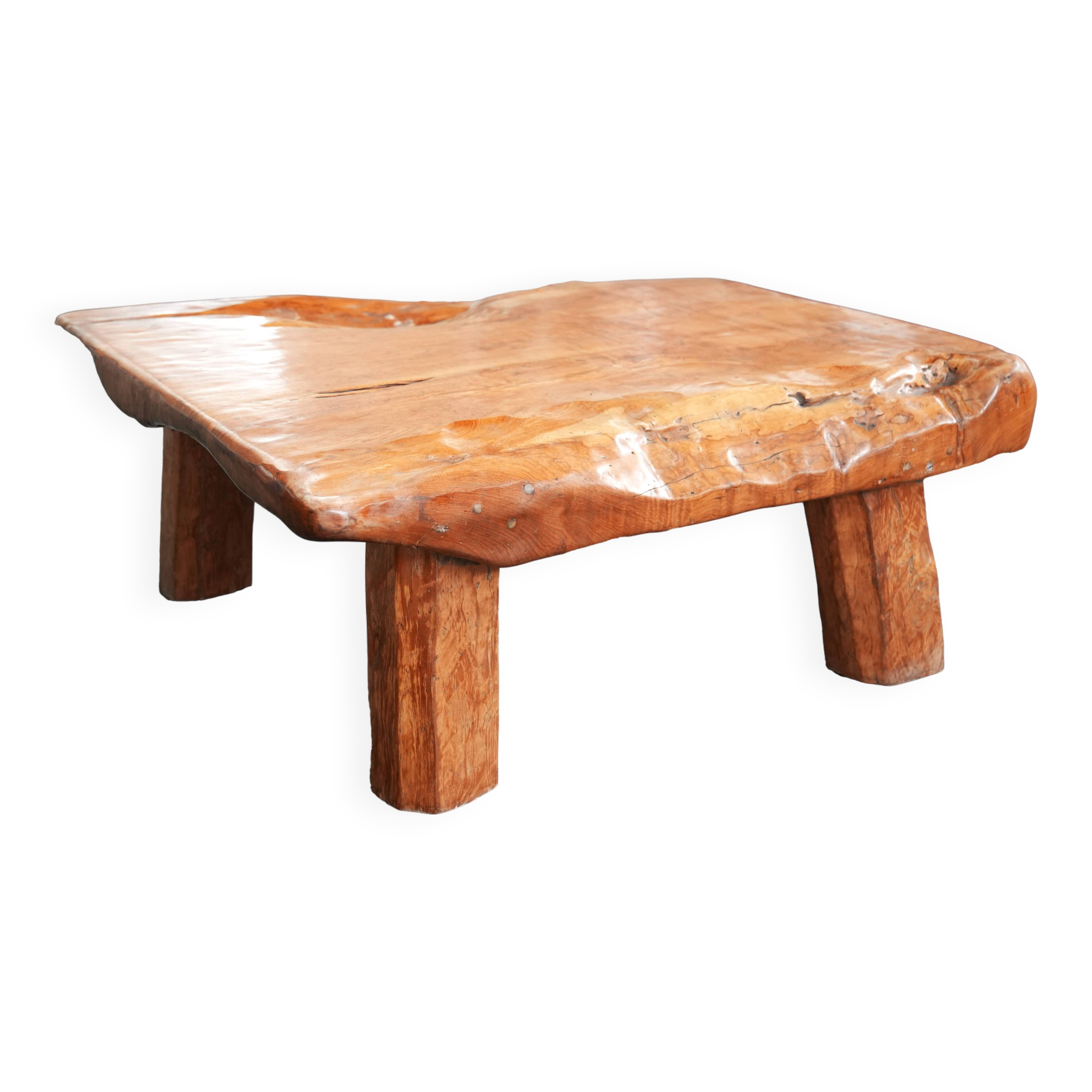 One-of-a-Kind Handcrafted Solid Oak Table – Organic Shape & Warm Patina