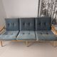 Banquette velours et bois clair, scandinave vers 1960/70
