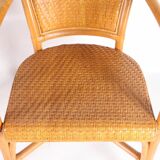 Paire de fauteuils en rotin et cuir tressé