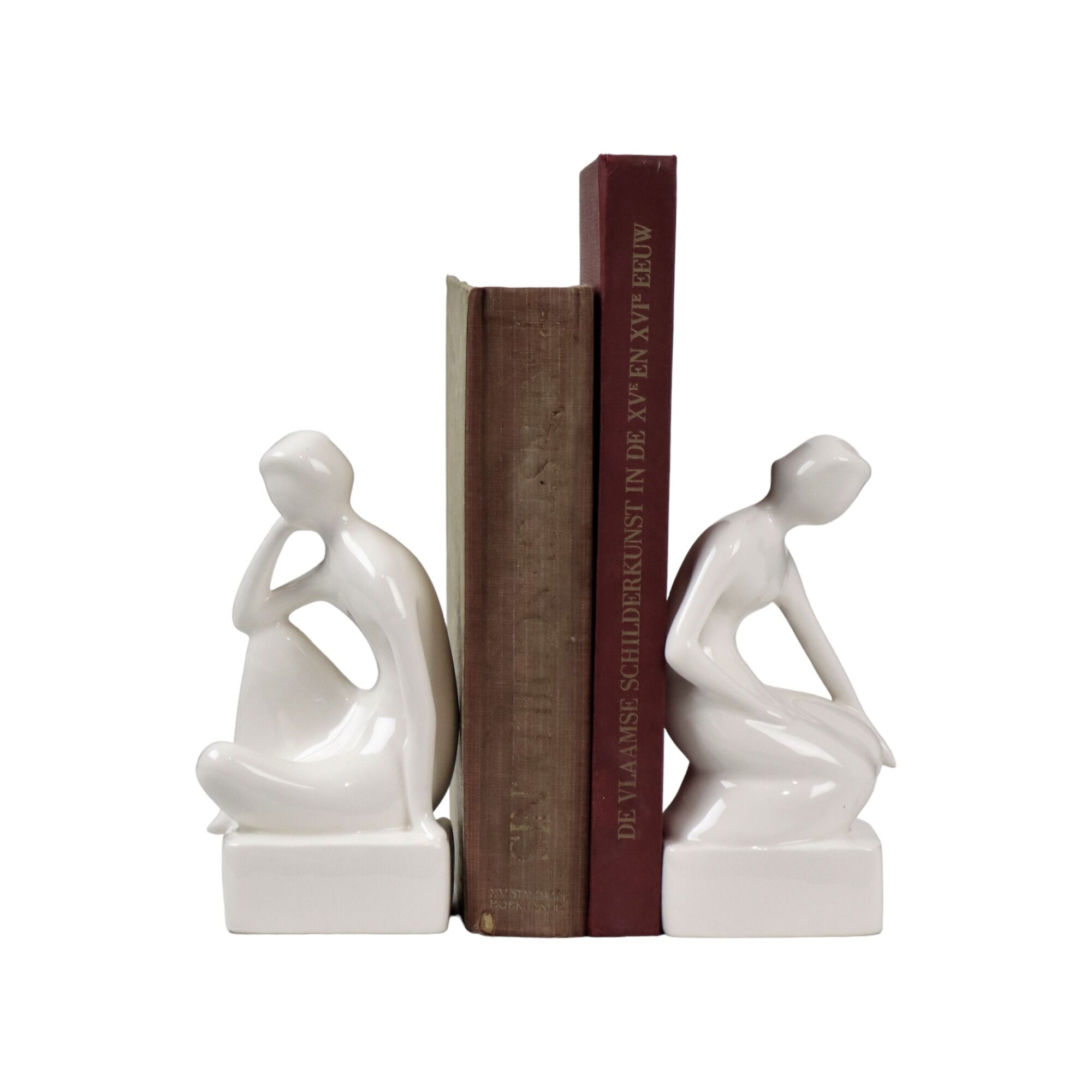 Set serre-livres homme et femme art déco style royal delft 19cm