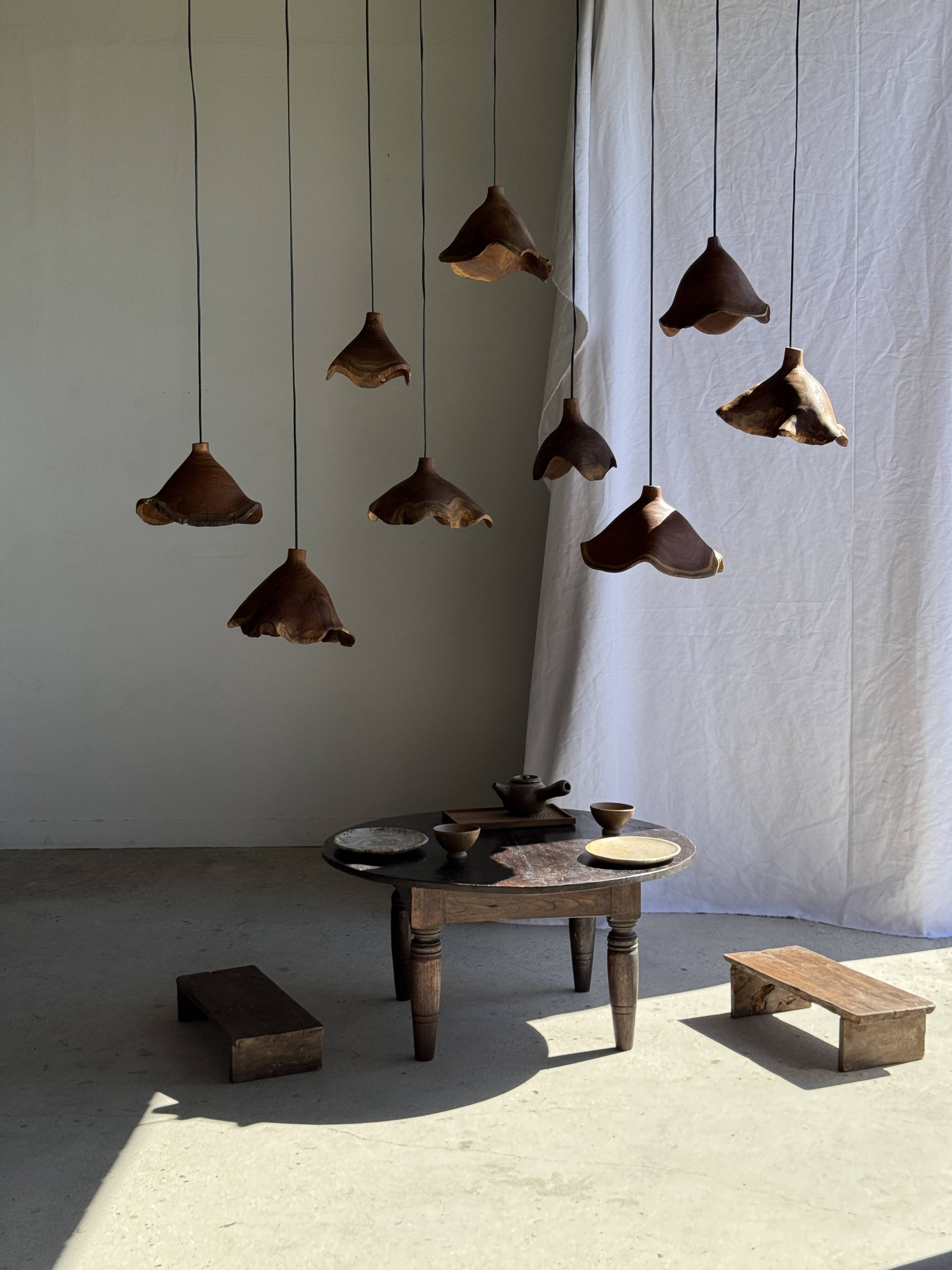 Small suspension in organic teak hat D30 H20