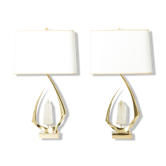Pair of rock crystal brass lamps by Willy Daro