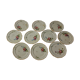 10 dessert plates painted decorated with flowers, insects (all different)