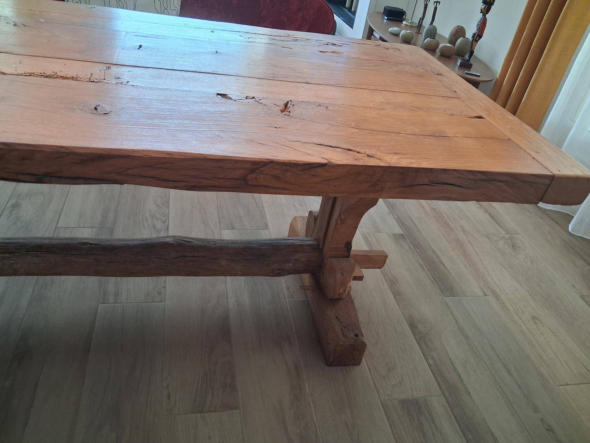 Table en chêne massif 205 cm – fabrication artisanale, pièce unique