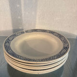Set of 6 vintage blue and white speckled soup plates