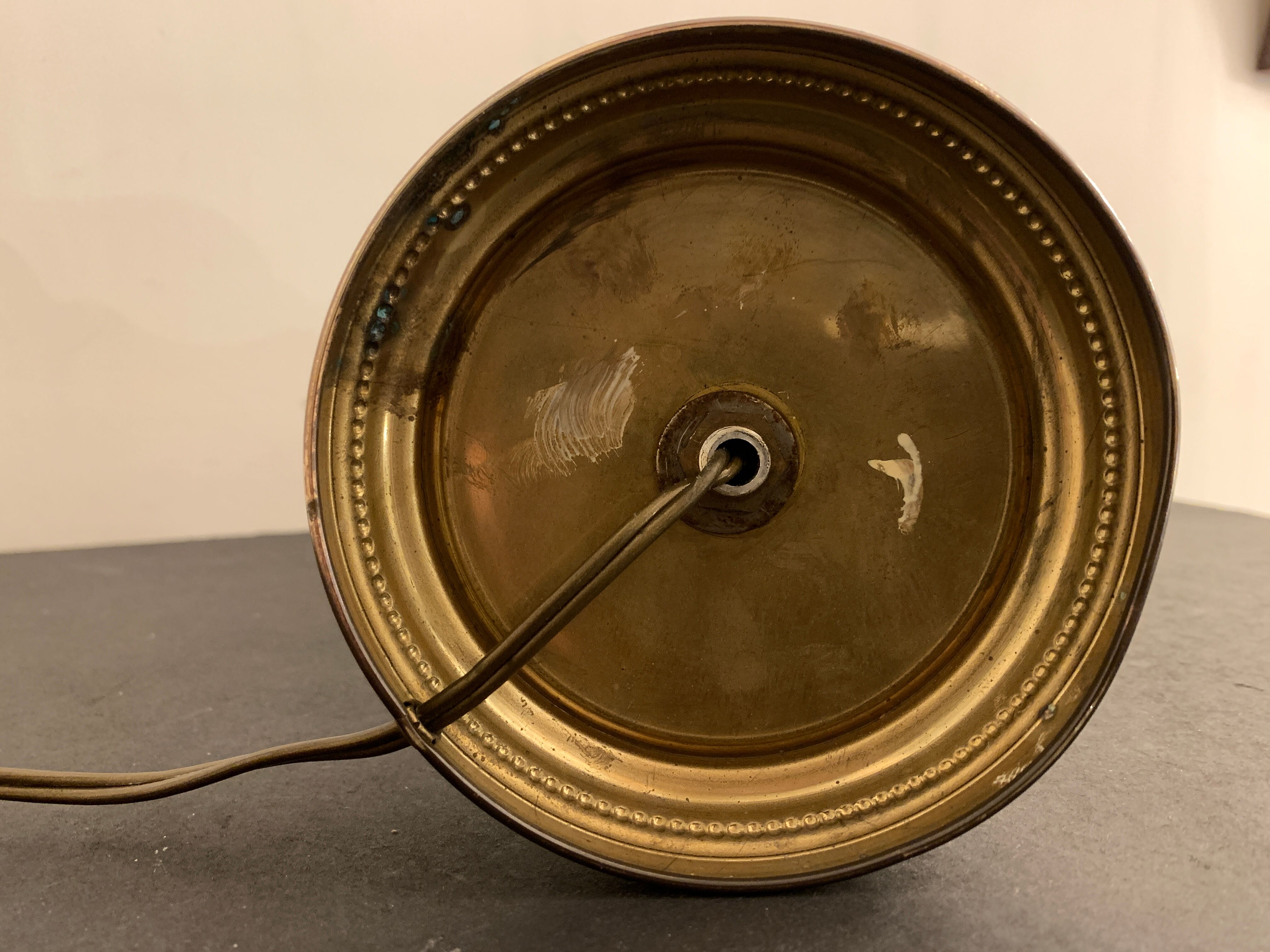 Lamp foot in Opaline de Sèvres and brass, 1950