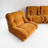 Set of 4 Modular Italian Lounge Chairs 1970s