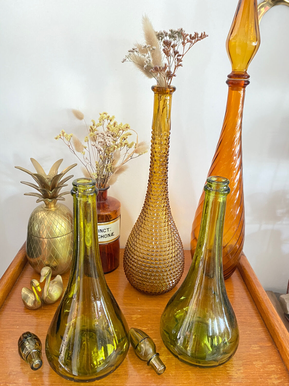 Vintage green glass carafe