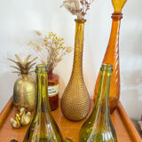 Vintage green glass decanter