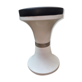Tabouret tam tam dessus skaï noir de 1970