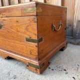 Antique camphor chest made of camphor wood and brass