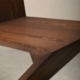 Gerrit Rietveld Zig Zag Chair is dark brown stained wood