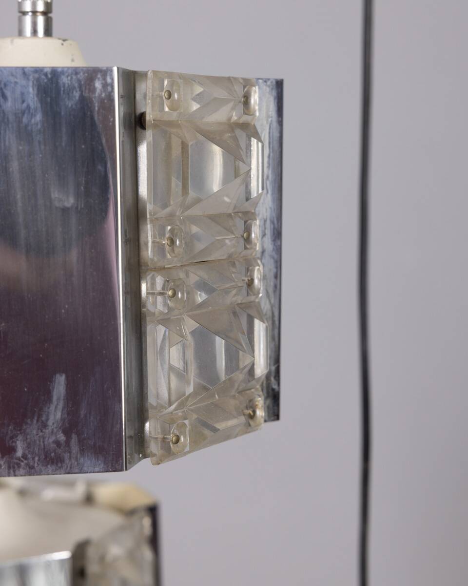 Vintage 1970s metal and crystal pendant lamp, kinkeldey design