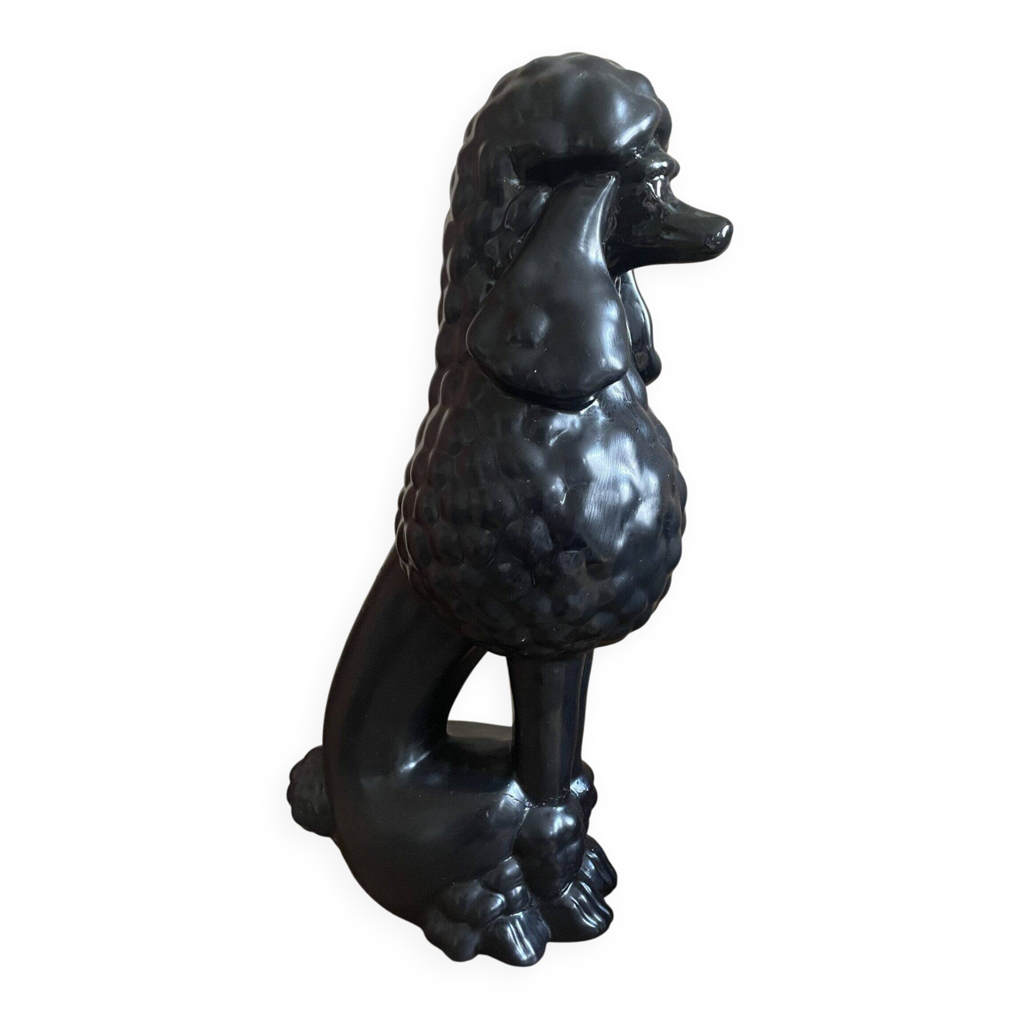 Caniche noir en céramique circa 1980