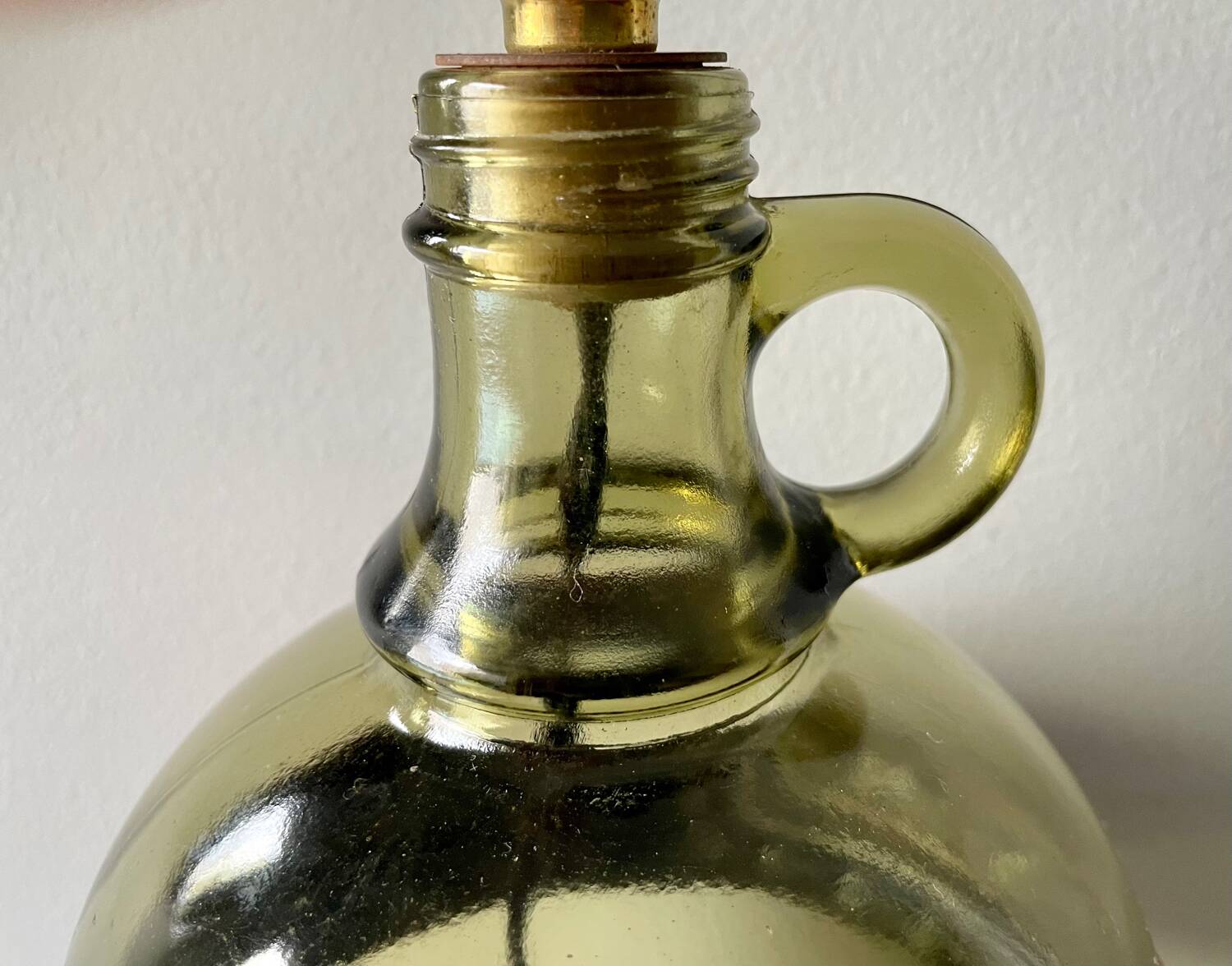 Vintage glass and metal lamp base