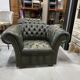 Fauteuil club Chesterfield vert antique