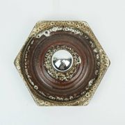 1 of 2 hexagonal mid century ceramic sconces wall lamps 1960s 1970s lava drip glaze beige brown