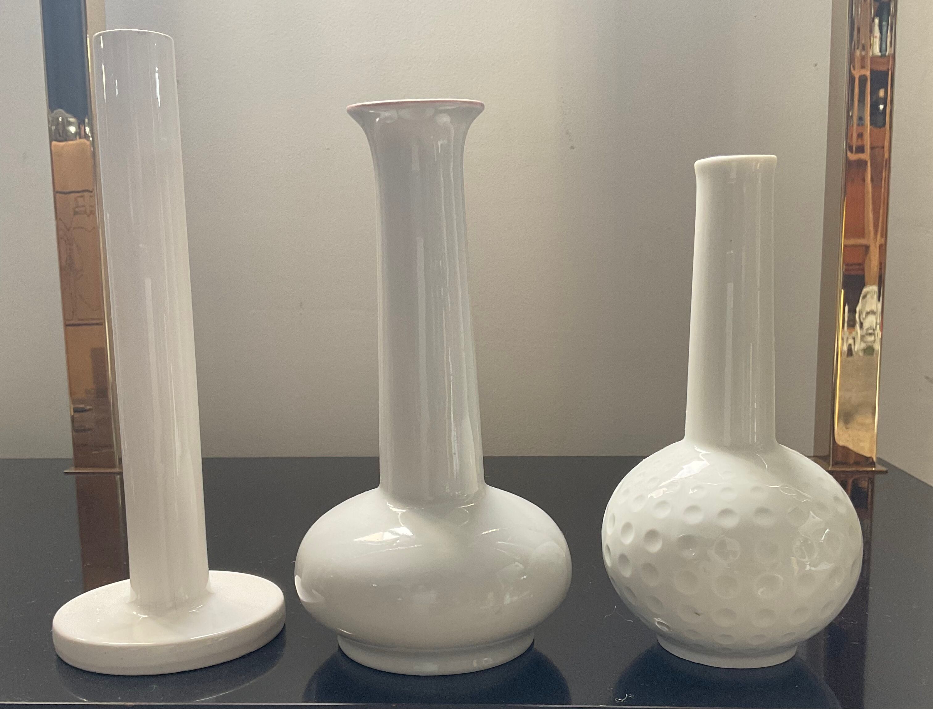 Trio de vases soliflores en céramique émaillée Germany