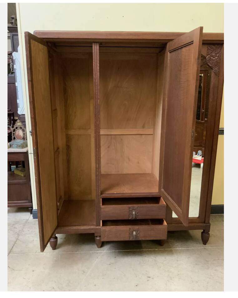 Antique Art Deco wardrobe, clothes cupboard