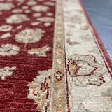 Handmade Wool Red Rug, Floral Oriental Carpet for Living Room 152x100cm