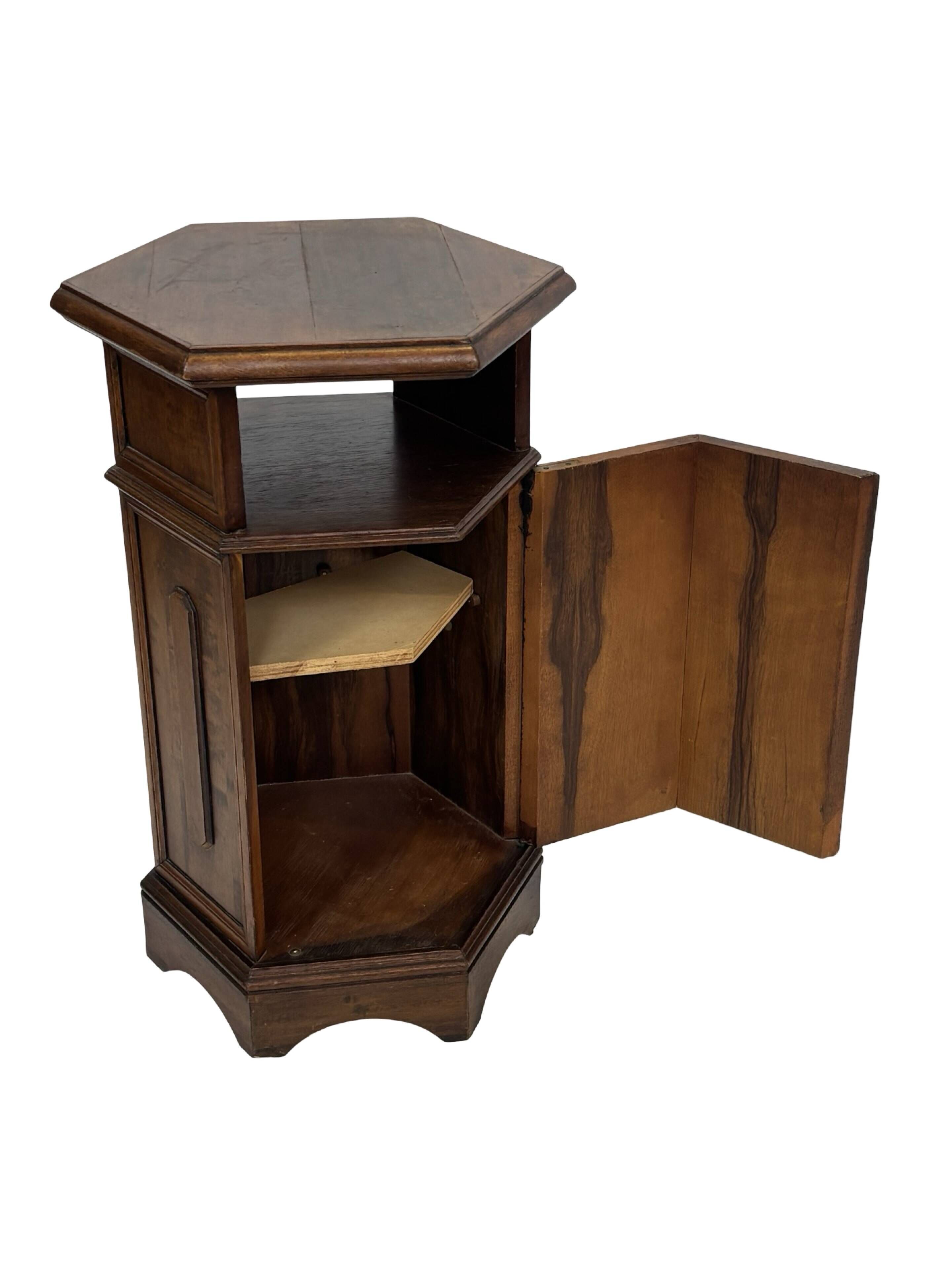 Vintage Hexagonal Side Cabinet with Door Small Side Table Column