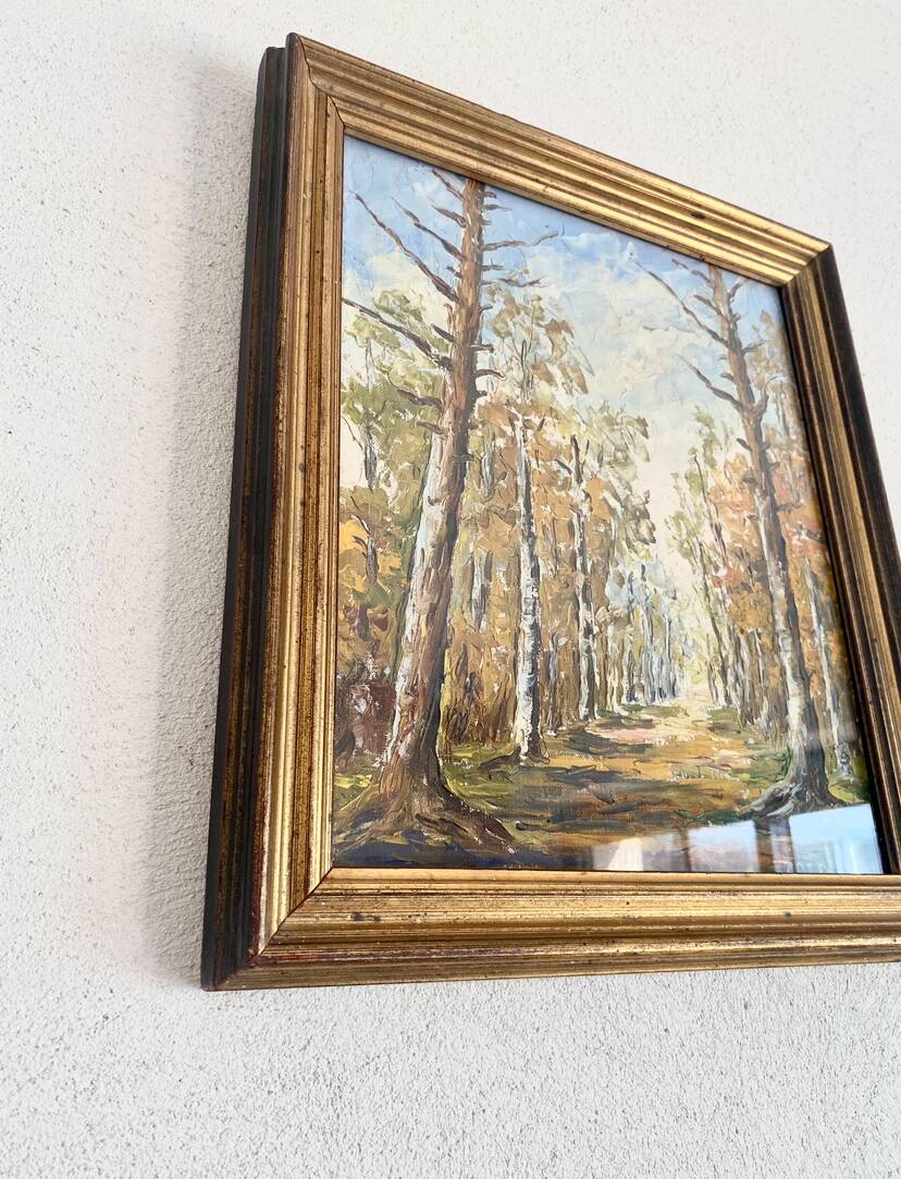 Oil on canvas, glazed wooden frame