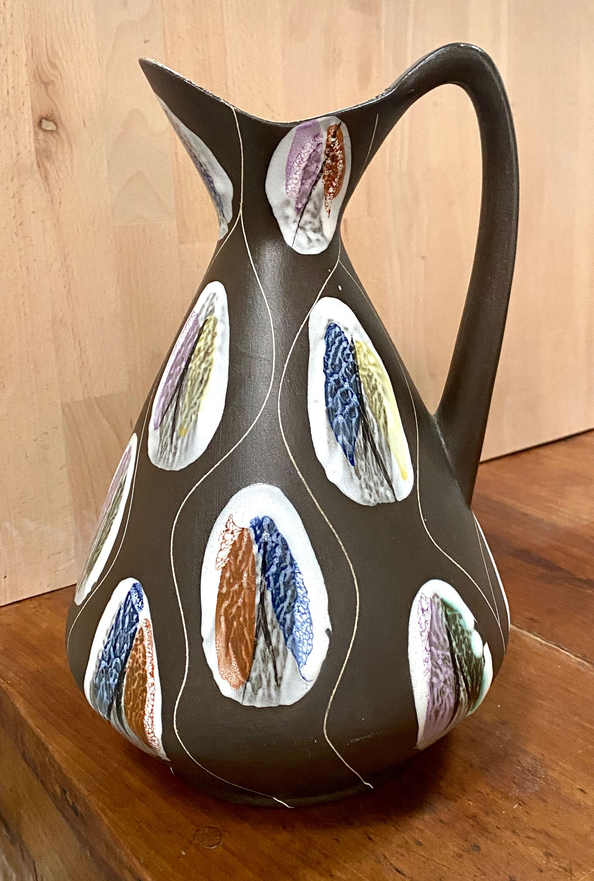 Bay Keramik ceramic pitcher, Kongo décor by Bodo Mans, 60s