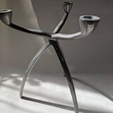 Scandinavian design tripod aluminum candlestick holder silver metal