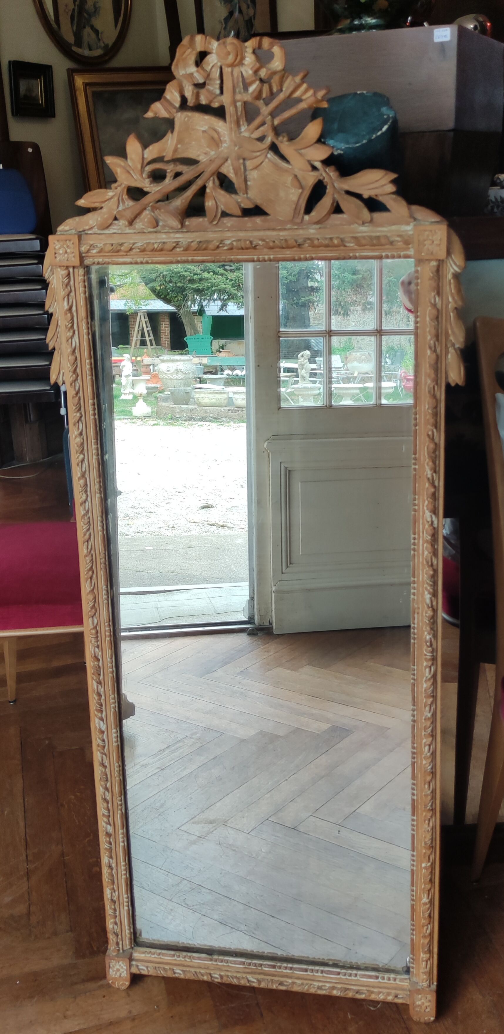 Old mirror wood decoration knot partition