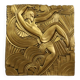 Superb large art deco plaster bas-relief, painted gold after Maurice Picaud, "la dance"