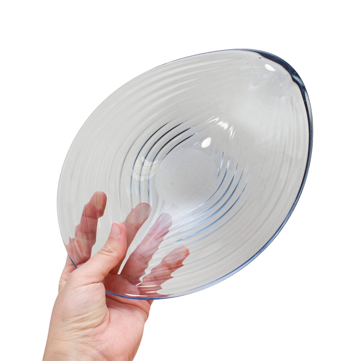 Plat de service en verre vintage bleu