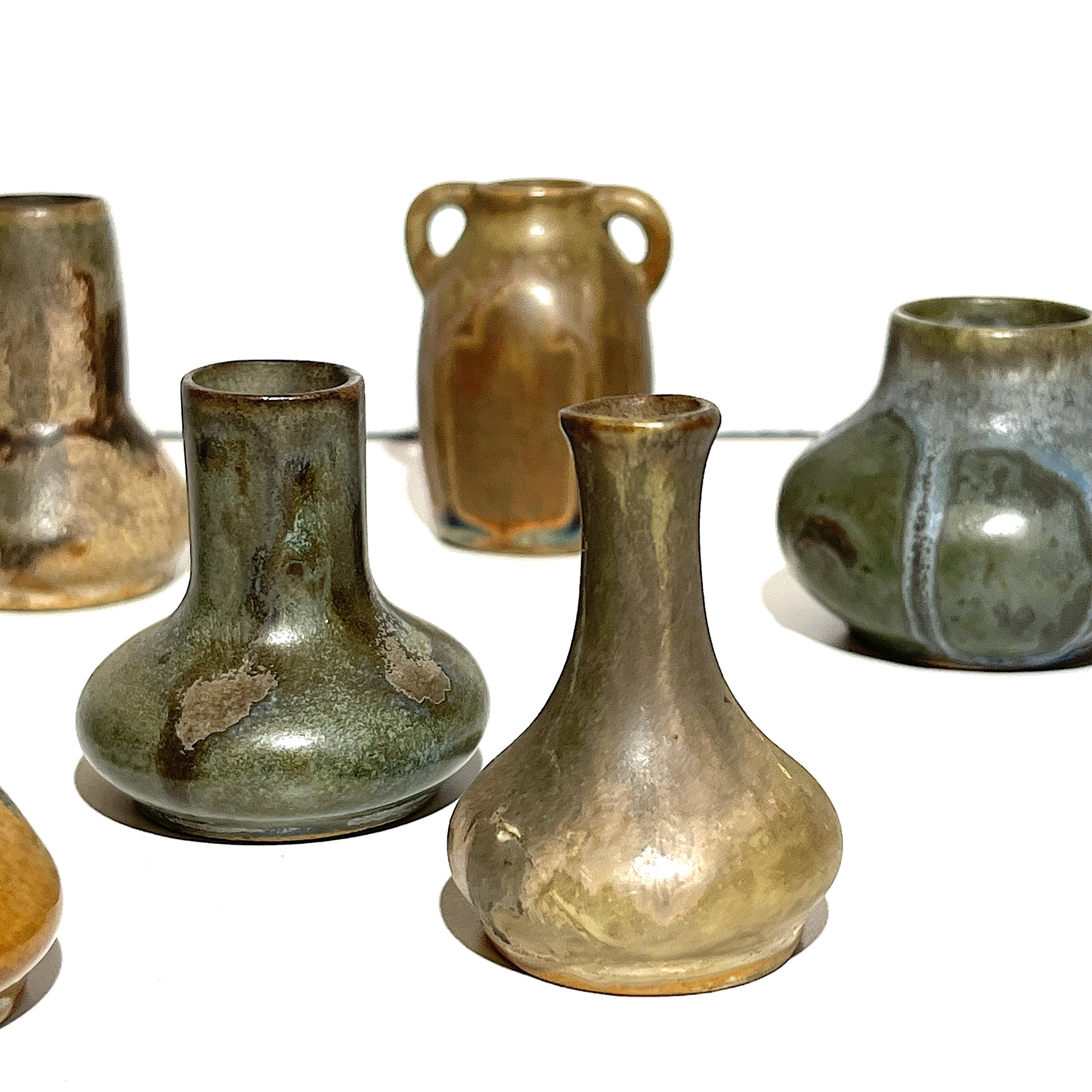 Set of 7 miniature stoneware vases, Denbac & Charles Greber, France, early 20th century