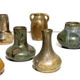 Suite de 7 vases miniatures en grès,Denbac & Charles Greber France début XX