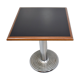 Square bistro dining table, wood, chrome and cast iron