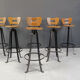 Vintage brutalist bar stools, set of 6 - 1970s