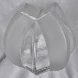 Polylobed crystal vase, partly satin-finished, art glass vintage design, 70s