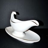 Sarreguemines antique earthenware sauce boat U&C opaque eagle's head