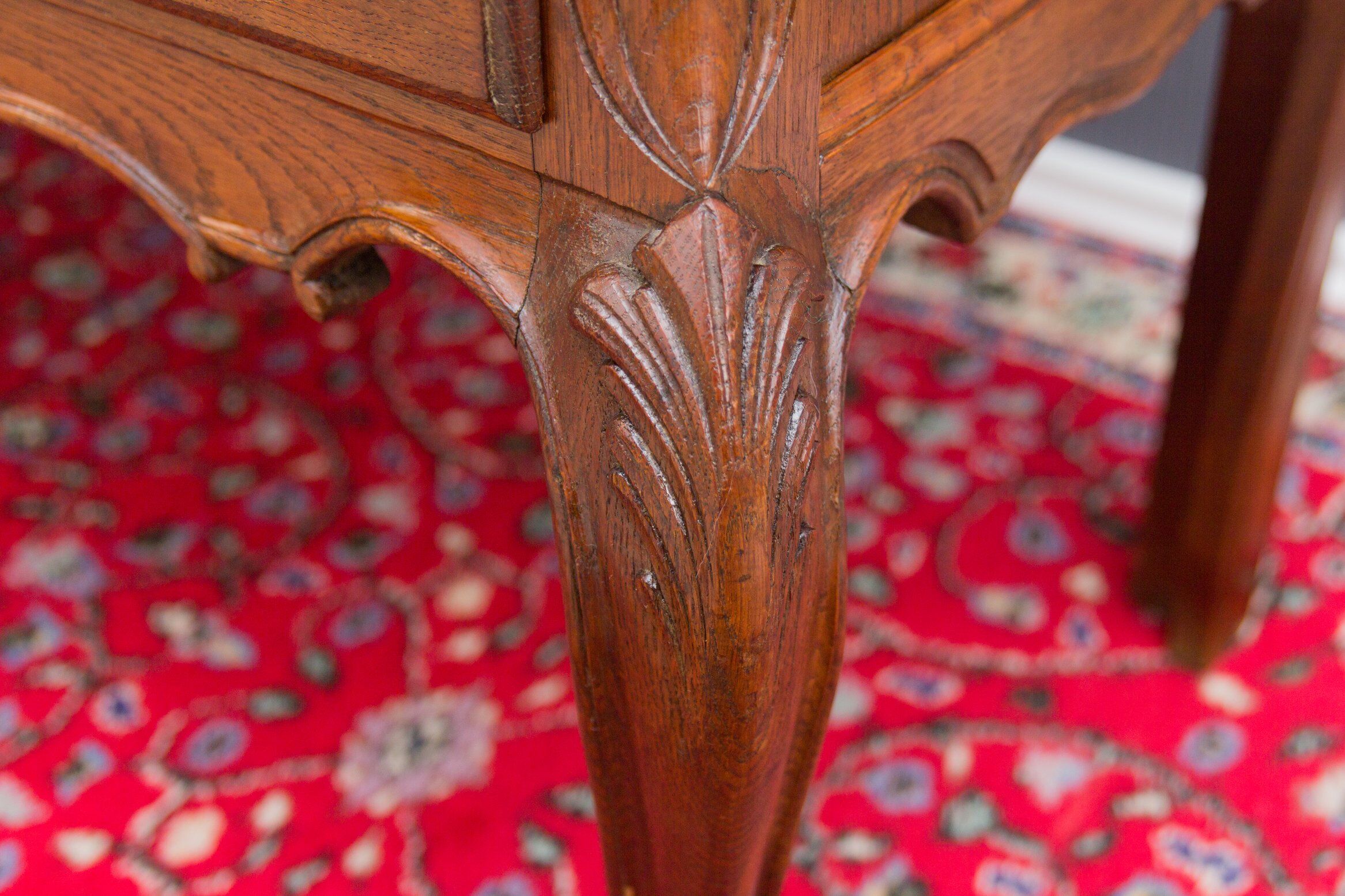 Louis XV style carved oak secretary 1930s
