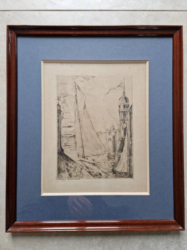 Herbert Lespinasse (1884-1972) - Engraving - The Departure of the Sailing Ship