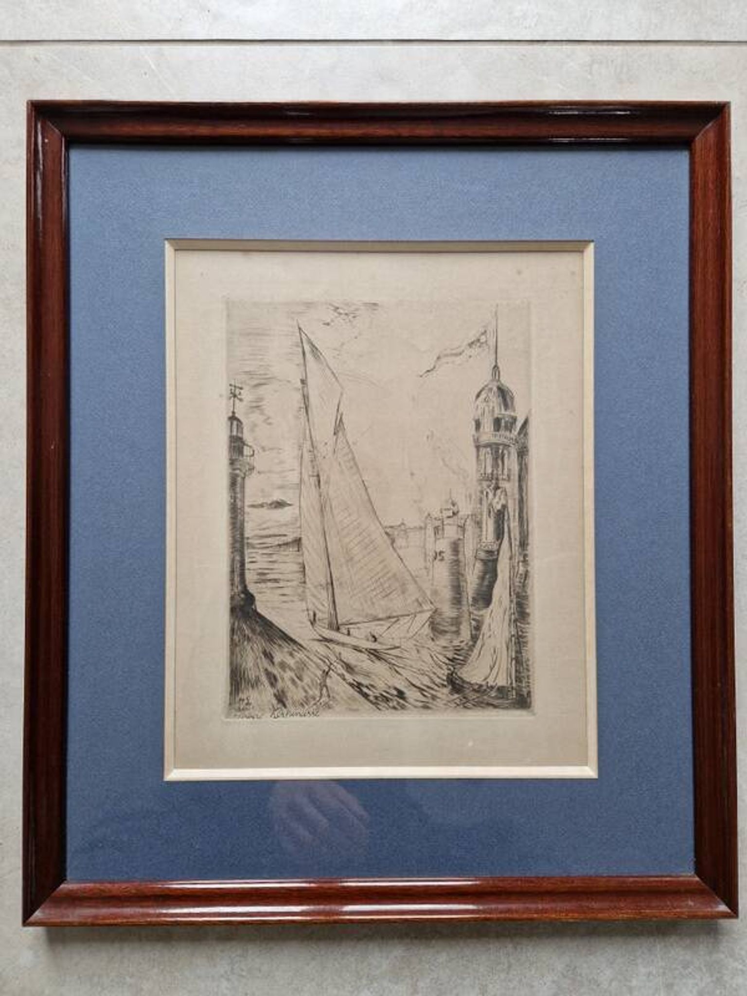 Herbert Lespinasse (1884-1972) - Engraving - The Departure of the Sailing Ship