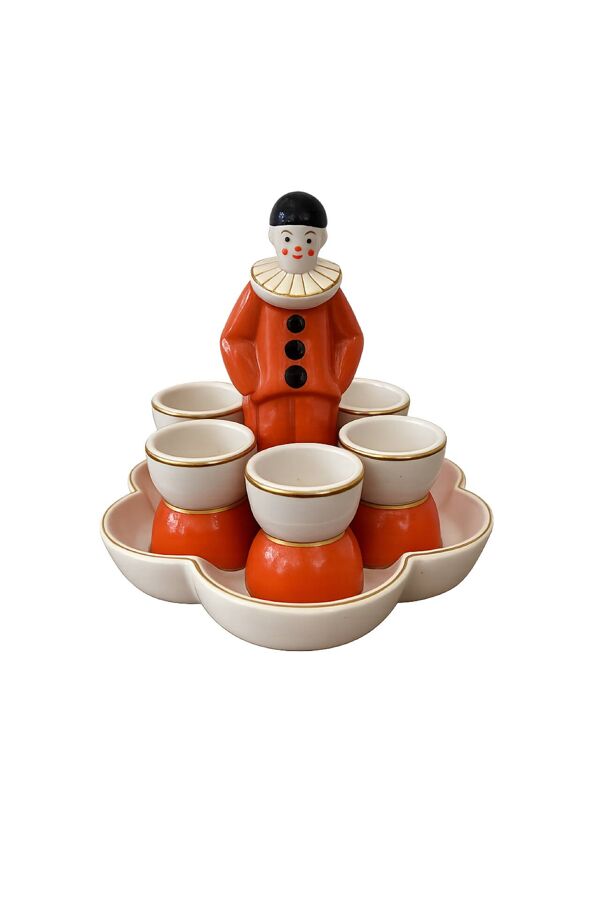 Rare service à œufs Art Déco Pierrot –  Robj – Céramiqu