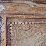 Bed frame double wood  inlay vintage