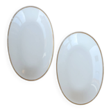 Vintage white porcelain trays with a golden rim.