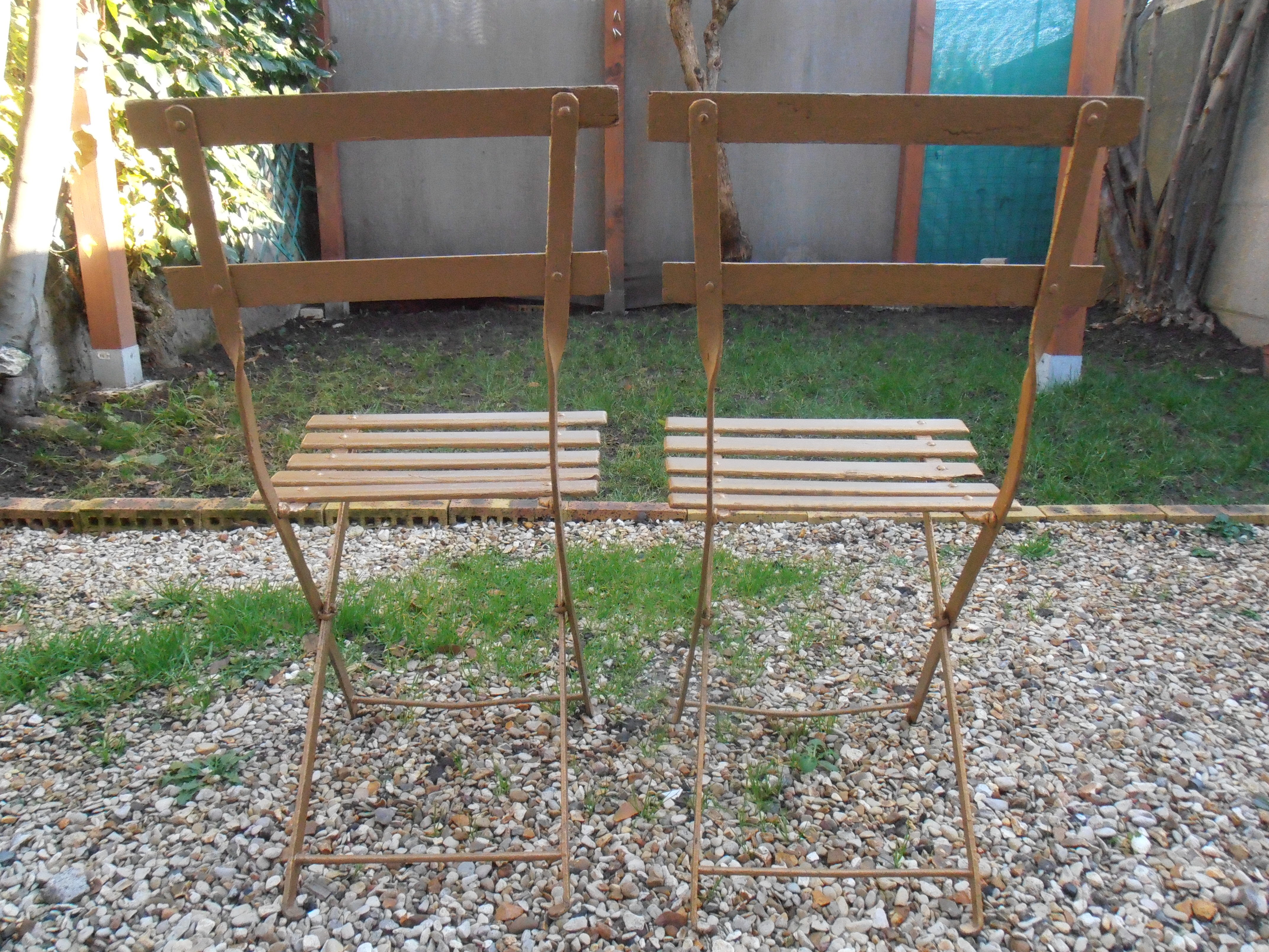 Pair of garden or antique bistro folding chairs