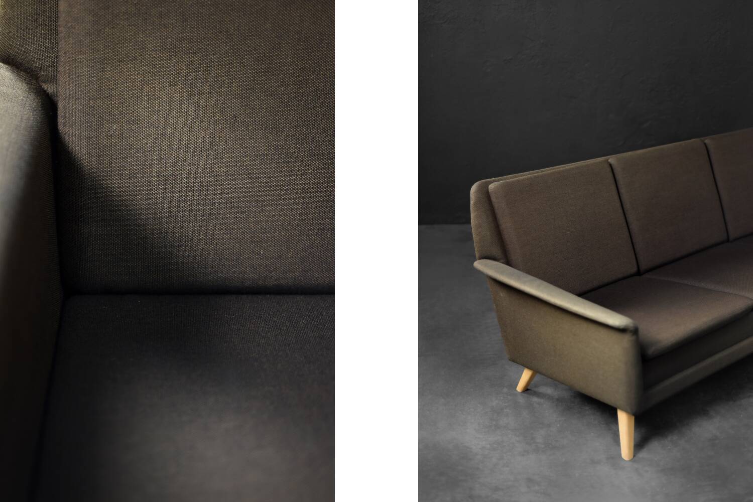 Vintage Mid-Century Danish Modern Brown 3-Seater Sofa by Folke Ohlsson